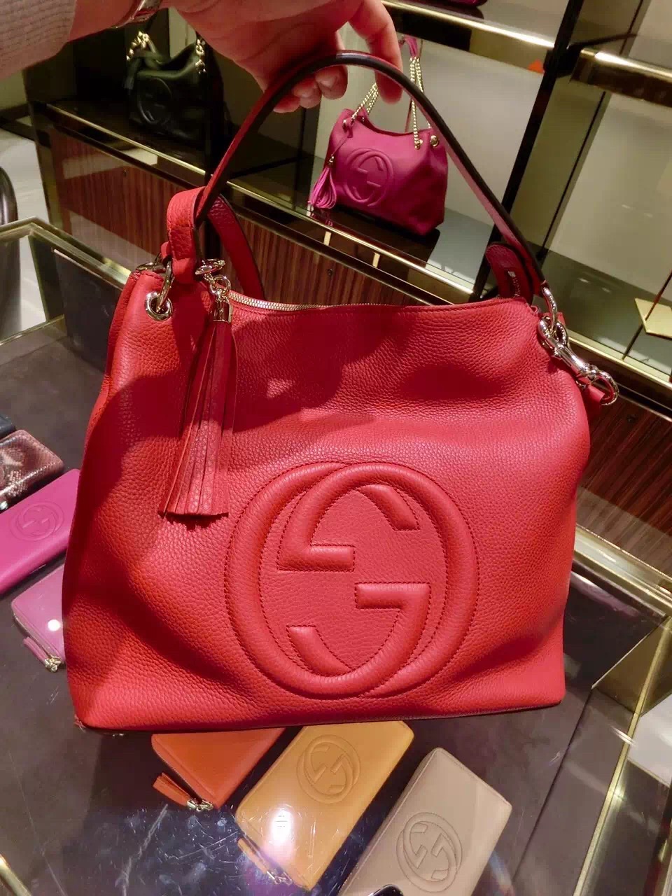 Real Gucci Soho Hobo Large Bag 408825 A7M0G 6523 Red